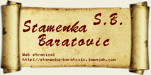 Stamenka Baratović vizit kartica